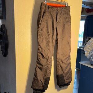 EUC MARMOT Dark Brown with Black bottoms Orange Fleece Lined Snow Ski